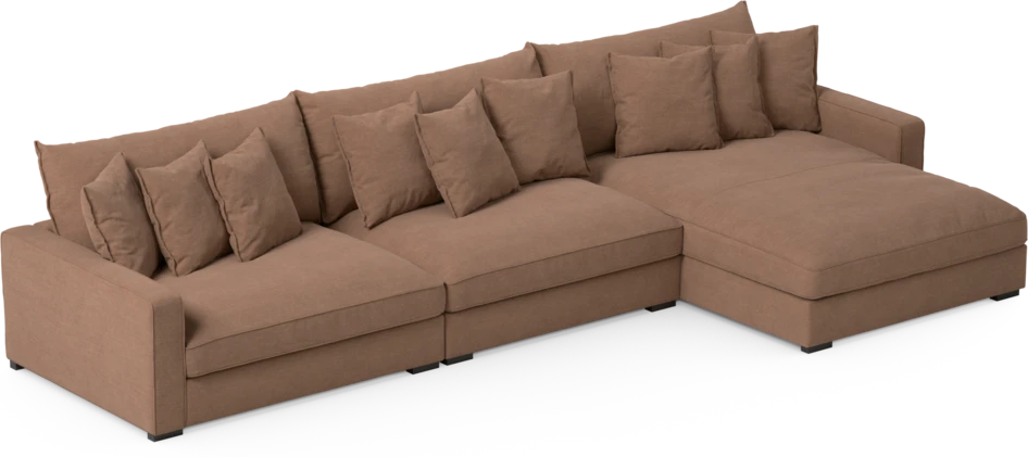 Rossi - 4-sits soffa med schäslong XL höger - Orange