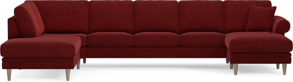Eden - 3-sits soffa med divan vänster och schäslong höger - Röd