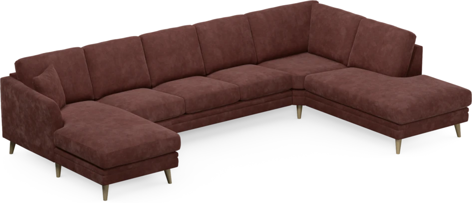 Eden - 3-sits soffa med schäslong vänster och divan höger - Röd