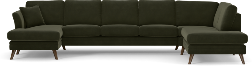 Eden - 3-sits soffa med schäslong vänster och divan höger - Grön