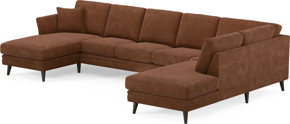 Eden - 3-sits soffa med schäslong vänster och divan höger - Orange