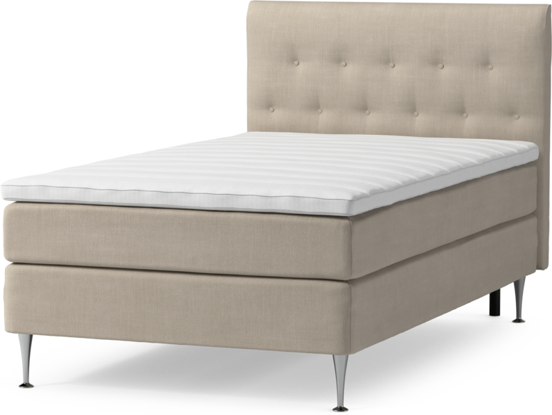 Roma Family - Kontinentalsäng, enkelsäng med bäddmadrass och sänggavel låg pikerad, B 105-140