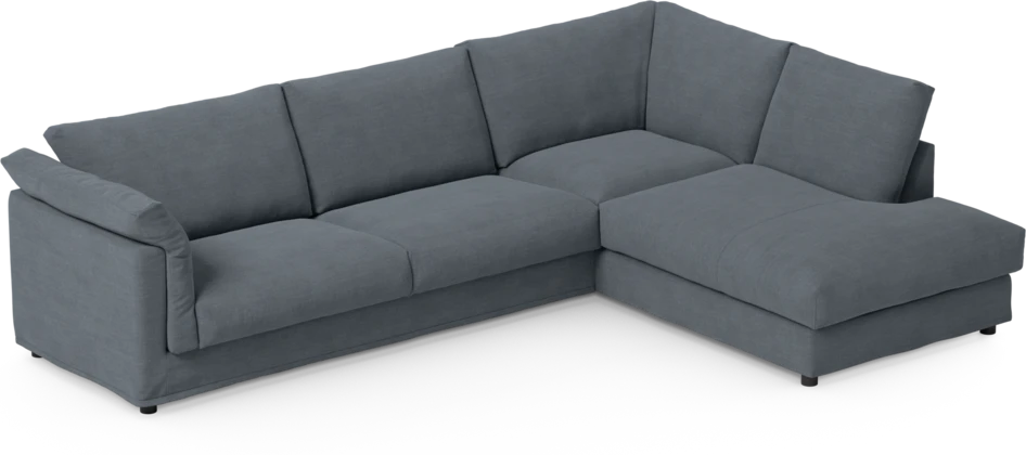 Cherrie - 3-sits soffa med divan höger, med kappa - Blå