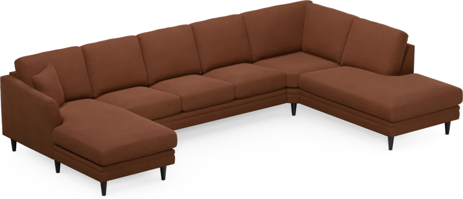 Eden - 3-sits soffa med schäslong vänster och divan höger - Orange
