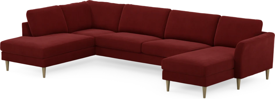 Bridge - 3-sits soffa med divan vänster och schäslong höger - Röd