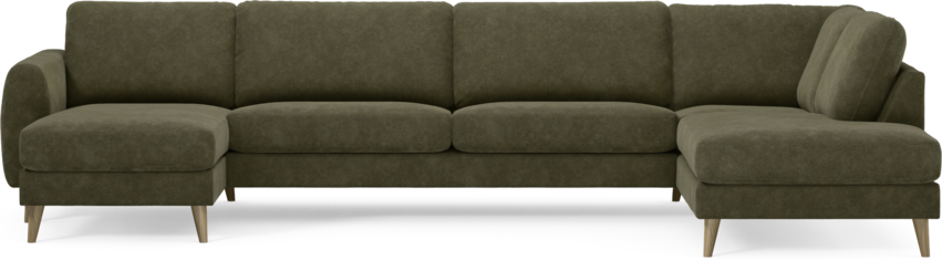 Bridge - 3-sits soffa med schäslong vänster och divan höger - Grön