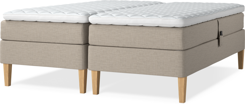 Delux Sense - Ställbar säng, dubbelsäng med bäddmadrass - Beige