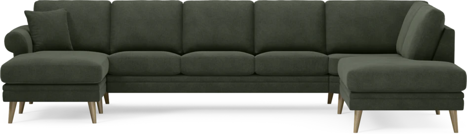 Eden - 3-sits soffa med schäslong vänster och divan höger - Grön