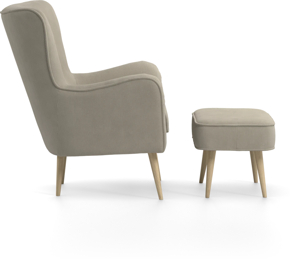 Cordelia - Fåtölj med fotpall - Beige
