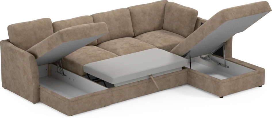Öland - Bäddsoffa med schäslong vänster och divan höger - Beige