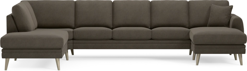 Eden - 3-sits soffa med divan vänster och schäslong höger - Brun
