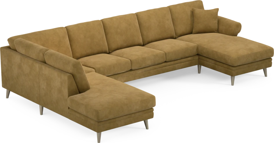 Eden - 3-sits soffa med divan vänster och schäslong höger - Gul
