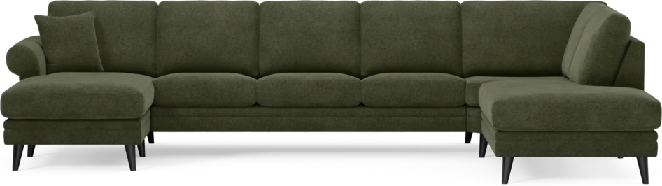 Eden - 3-sits soffa med schäslong vänster och divan höger - Grön