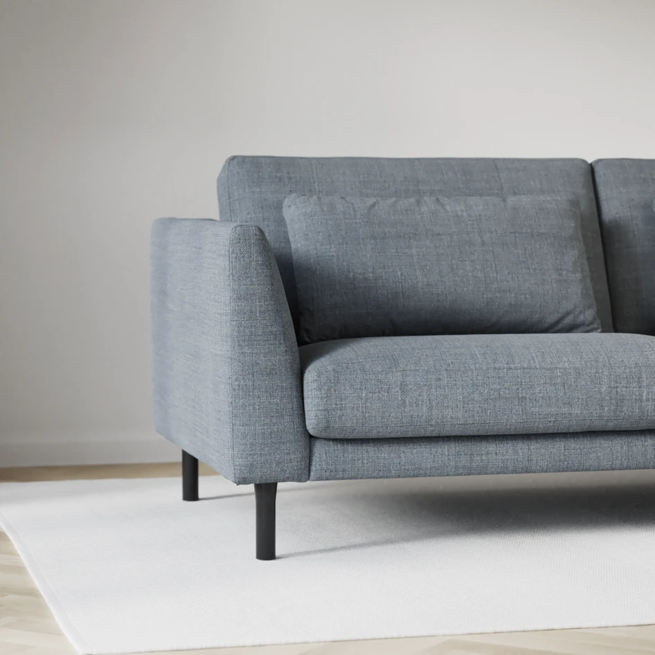 Willow - 4-sits soffa med divan vänster, fast klädsel - Blå