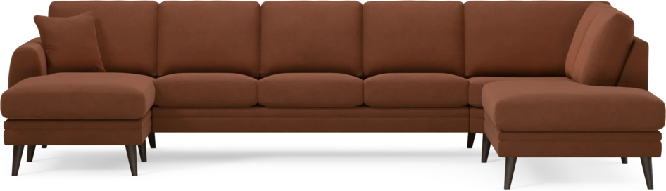 Eden - 3-sits soffa med schäslong vänster och divan höger - Orange
