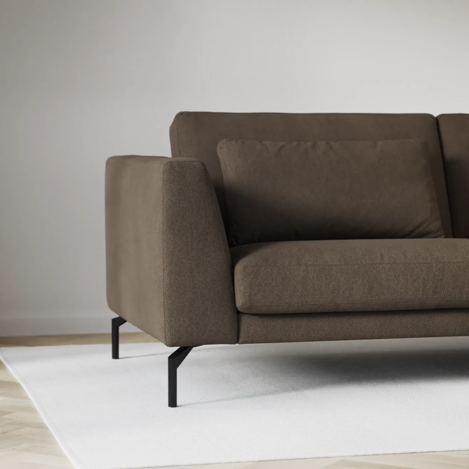 Willow - 4-sits soffa, hel dyna, fast klädsel - Brun