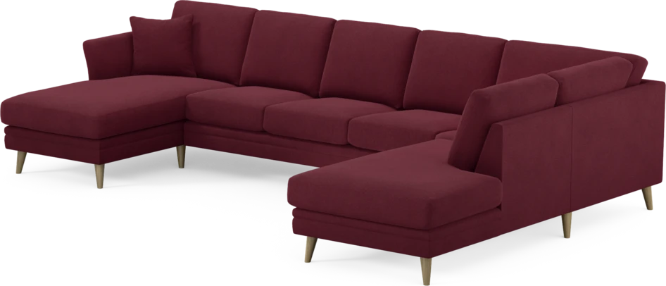 Eden - 3-sits soffa med schäslong vänster och divan höger - Röd