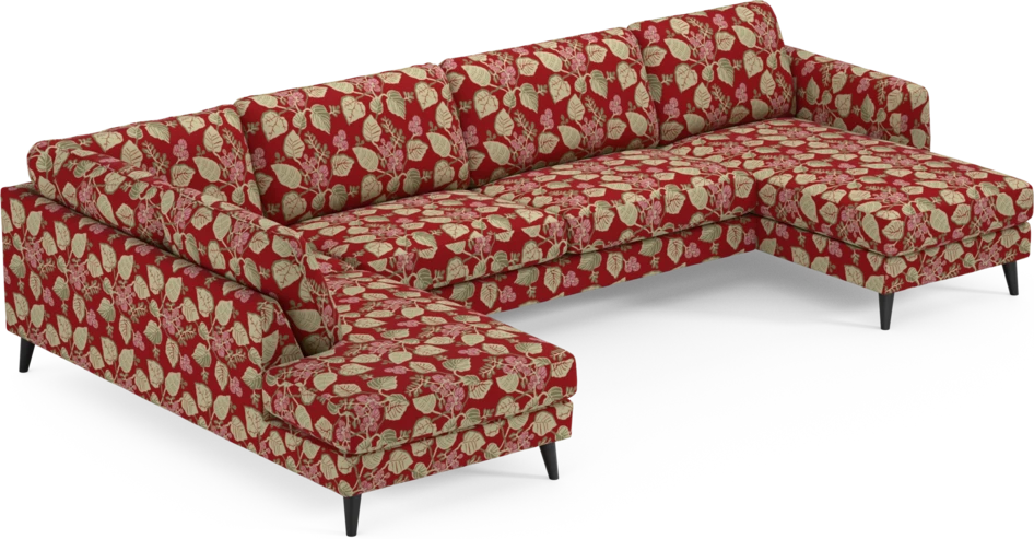 Bridge - 3-sits soffa med divan vänster och schäslong höger - Röd