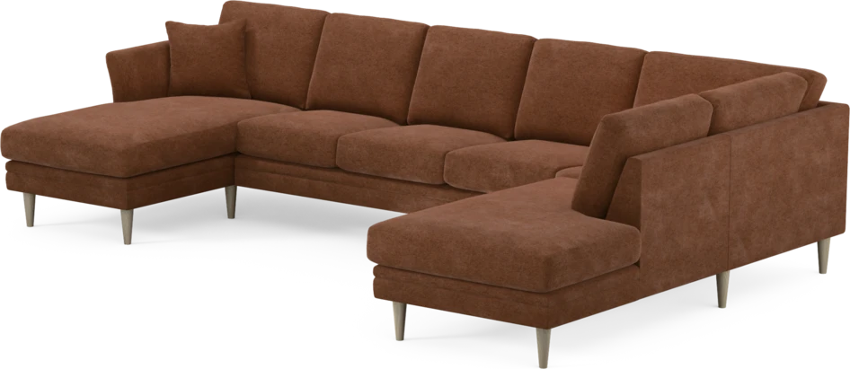 Eden - 3-sits soffa med schäslong vänster och divan höger - Orange