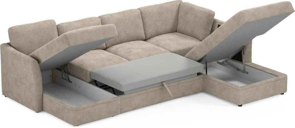 Öland - Bäddsoffa med schäslong vänster och divan höger - Beige