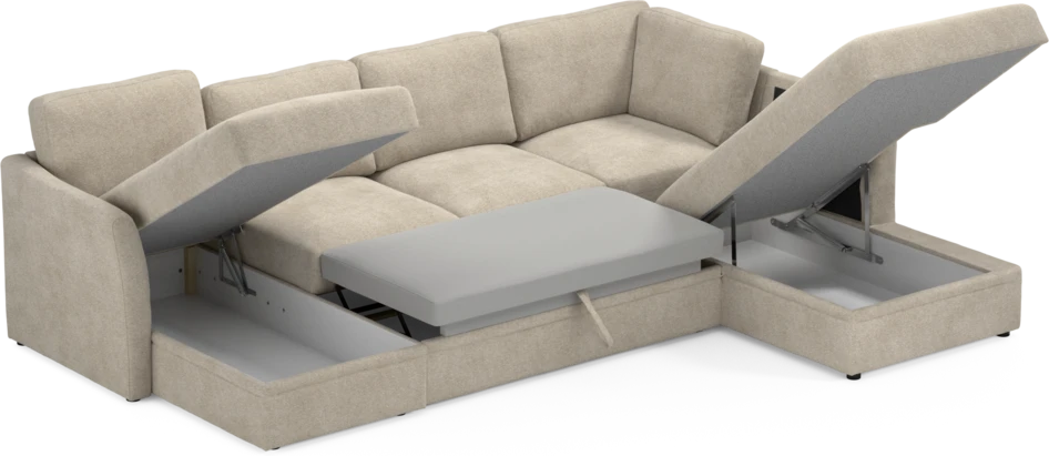 Öland - Bäddsoffa med schäslong vänster och divan höger - Beige