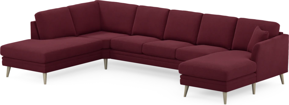Eden - 3-sits soffa med divan vänster och schäslong höger - Röd