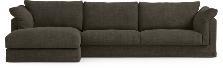 Cherrie Klädsel - 3-sits soffa med schäslong vänster - Brun