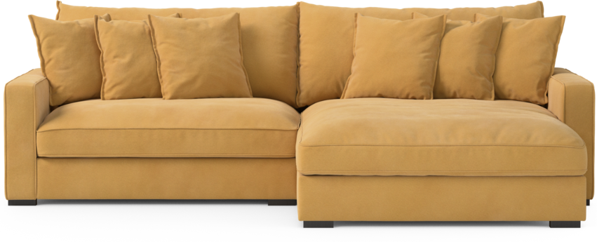 Rossi - 2-sits soffa med schäslong XL höger - Gul