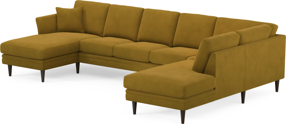 Eden - 3-sits soffa med schäslong vänster och divan höger - Gul