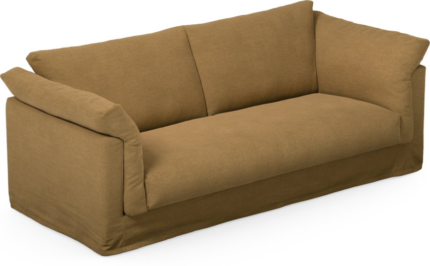 Cherrie - 2,5-sits soffa, hel dyna och kappa - Gul