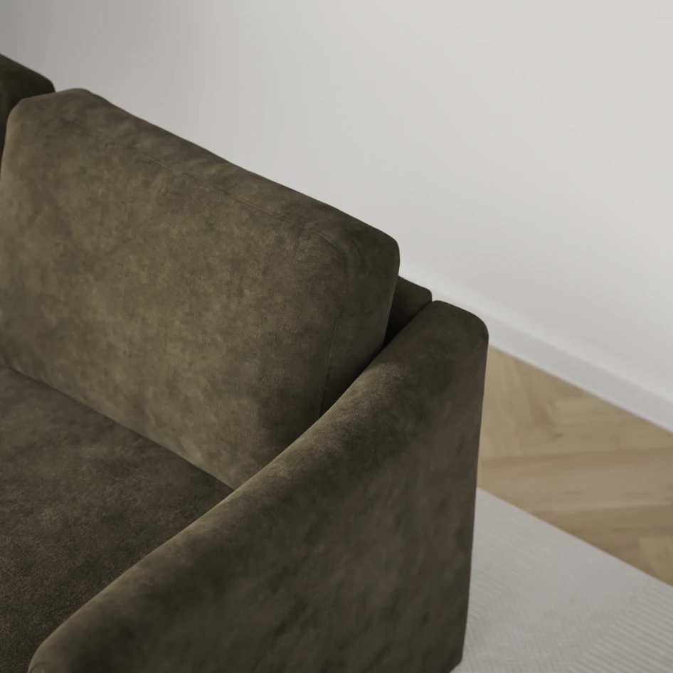 Öland - Bäddsoffa med schäslong vänster och divan höger - Grön