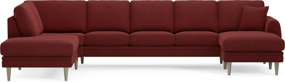 Eden - 3-sits soffa med divan vänster och schäslong höger - Röd