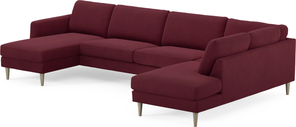 Bridge - 3-sits soffa med schäslong vänster och divan höger - Röd