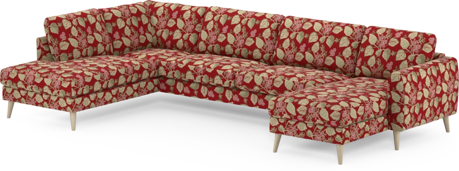Bridge - 3-sits soffa med divan vänster och schäslong höger - Röd