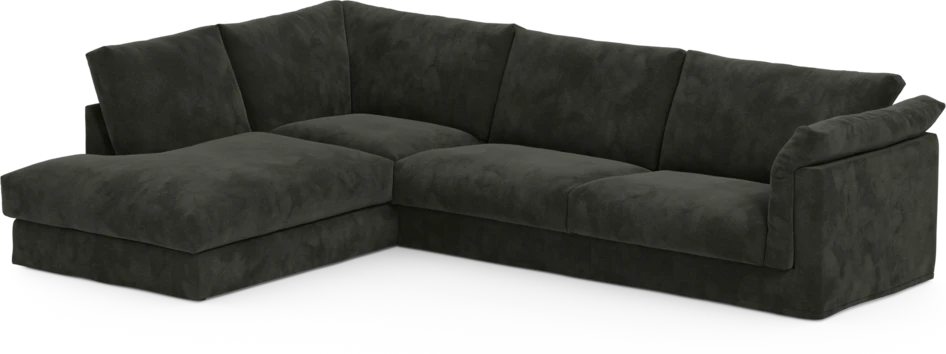 Cherrie - 3-sits soffa med divan vänster, med kappa - Svart