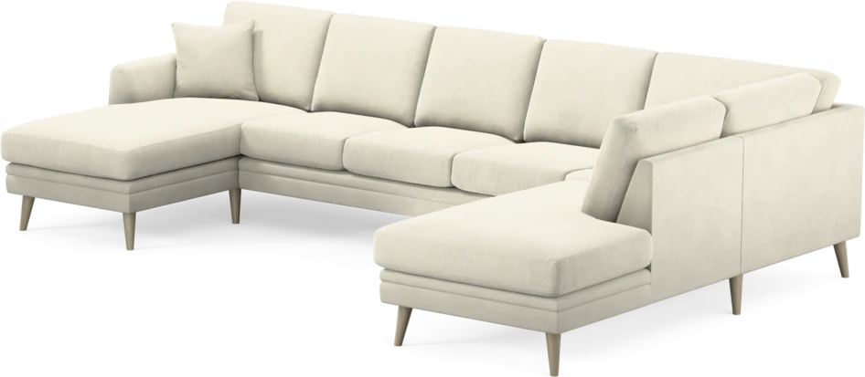 Eden - 3-sits soffa med schäslong vänster och divan höger - Vit