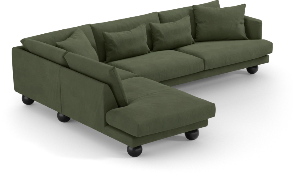 Harper - 3-sits soffa med divan vänster - Grön