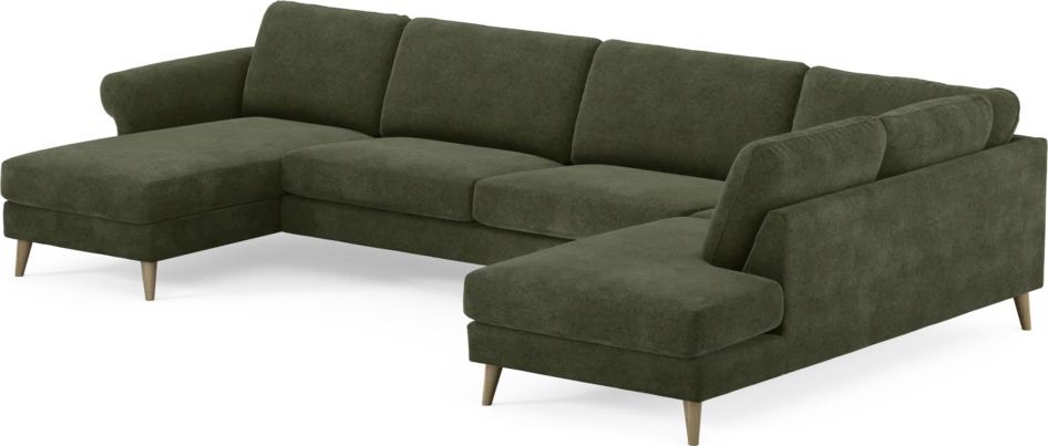 Bridge - 3-sits soffa med schäslong vänster och divan höger - Grön