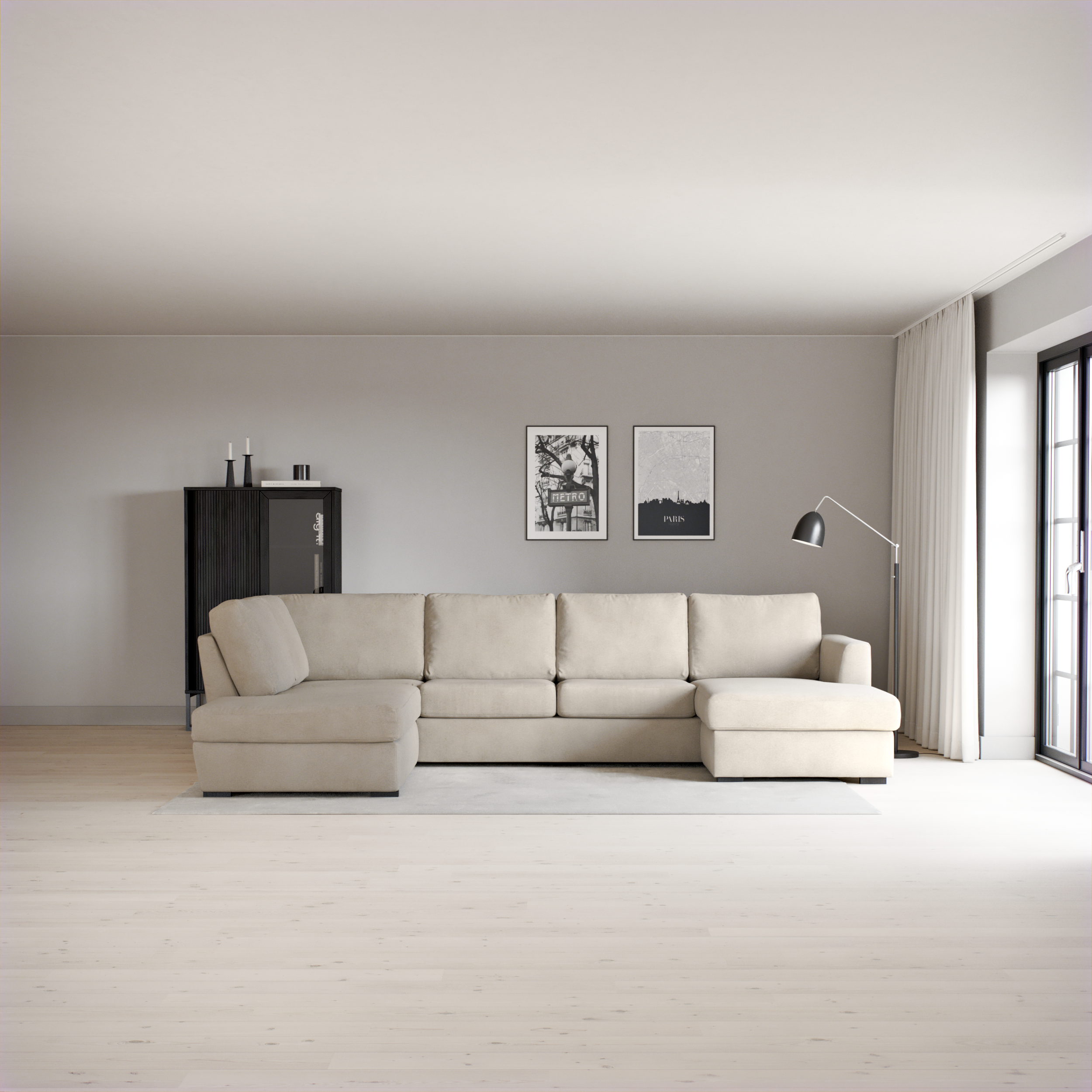 Friday, 3-sits soffa med divan vänster och schäslong höger