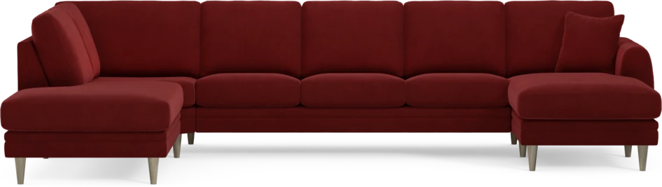 Eden - 3-sits soffa med divan vänster och schäslong höger - Röd