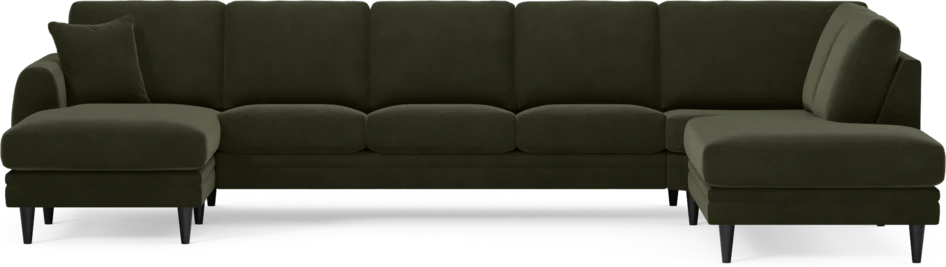 Eden - 3-sits soffa med schäslong vänster och divan höger - Grön