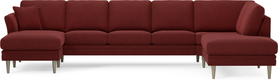 Eden - 3-sits soffa med schäslong vänster och divan höger - Röd