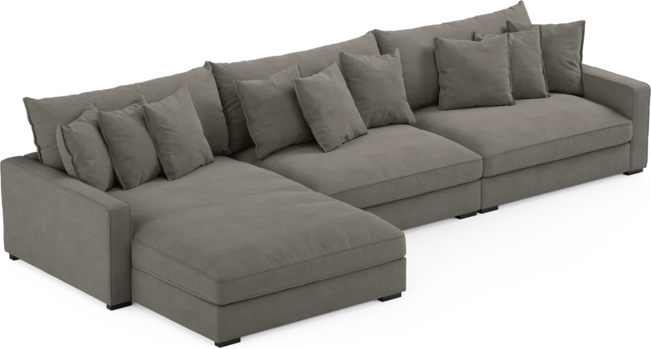 Rossi - 4-sits soffa med schäslong XL vänster - Grå