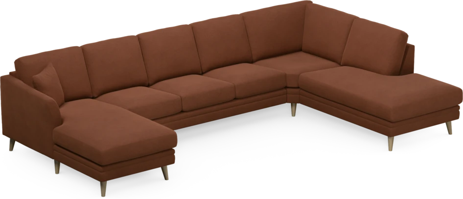 Eden - 3-sits soffa med schäslong vänster och divan höger - Orange
