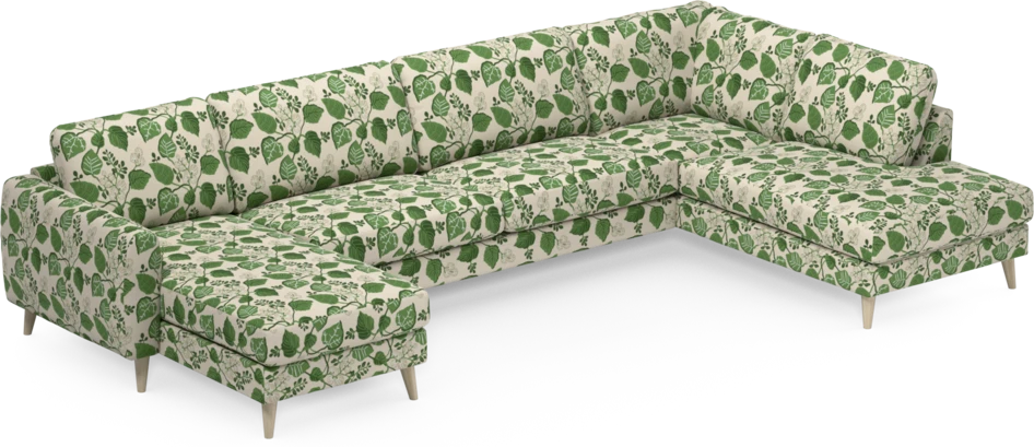 Bridge - 3-sits soffa med schäslong vänster och divan höger - Grön