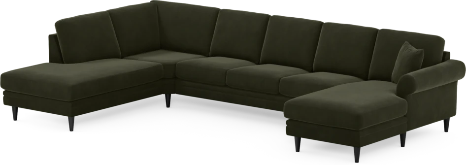 Eden - 3-sits soffa med divan vänster och schäslong höger - Grön