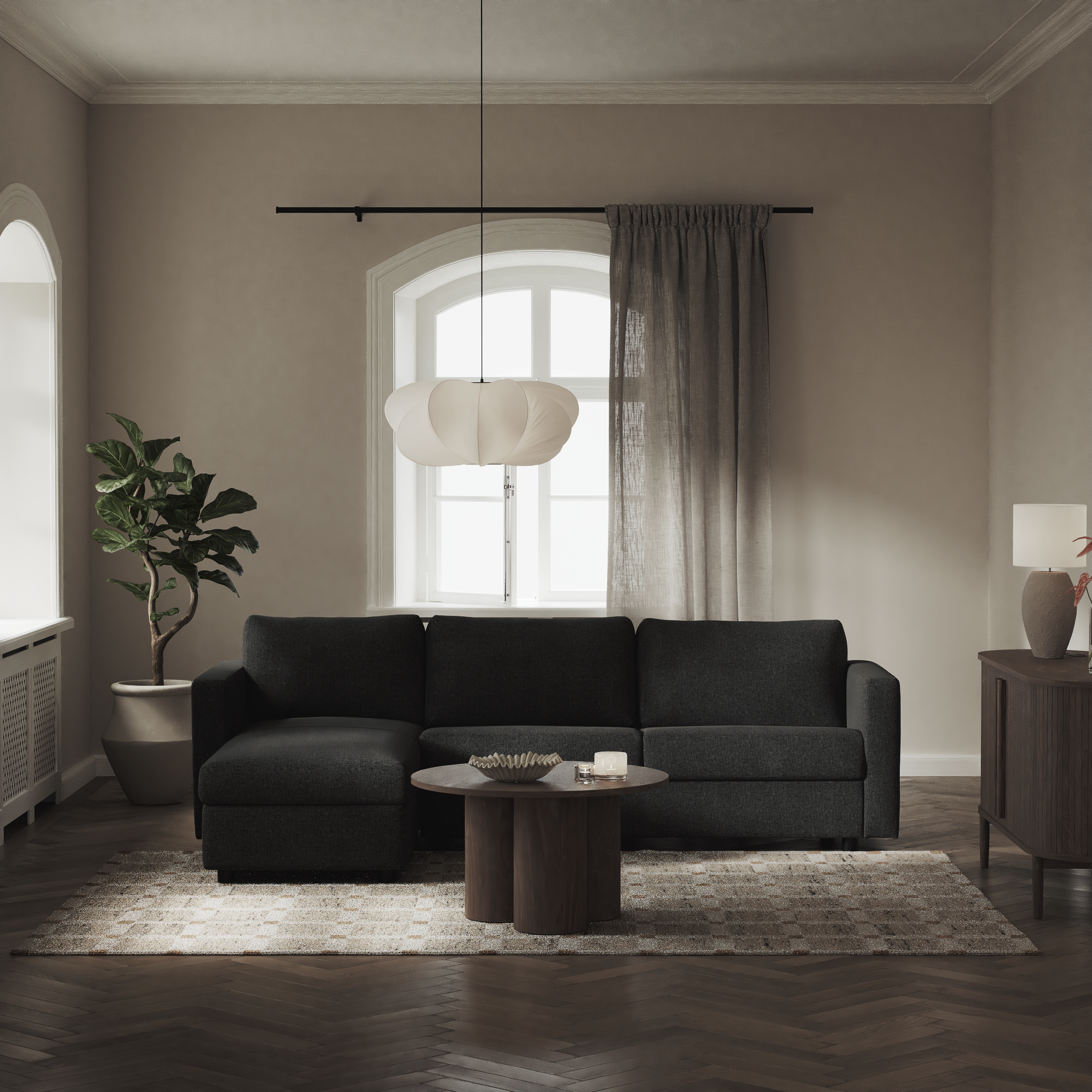 Lindö - Bäddsoffa 2,5-sits med schäslong, vändbar - inspiration