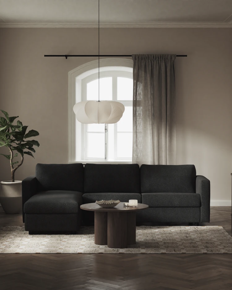 Lindö - Bäddsoffa 2,5-sits med schäslong, vändbar - inspiration