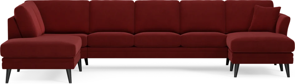 Eden - 3-sits soffa med divan vänster och schäslong höger - Röd