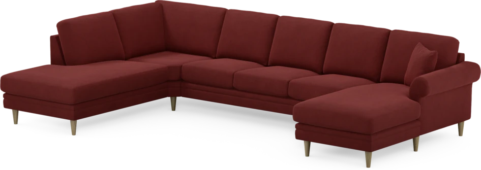 Eden - 3-sits soffa med divan vänster och schäslong höger - Röd